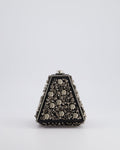 *RARE* Chanel 2012 Pre-Fall Paris-Bombay Collection Black Leather & Silver Hardware Detail Pyramid Evening Bag