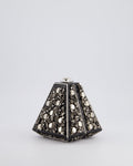 *RARE* Chanel 2012 Pre-Fall Paris-Bombay Collection Black Leather & Silver Hardware Detail Pyramid Evening Bag