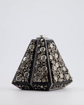 *RARE* Chanel 2012 Pre-Fall Paris-Bombay Collection Black Leather & Silver Hardware Detail Pyramid Evening Bag