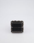 *RARE* Chanel 2012 Pre-Fall Paris-Bombay Collection Black Leather & Silver Hardware Detail Pyramid Evening Bag