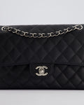*HOT* Chanel Medium Black Classic Double Flap Bag in Caviar Leather with Silver Hardware