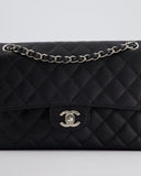 *HOT* Chanel Medium Black Classic Double Flap Bag in Caviar Leather with Silver Hardware