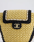 *HOT* Chanel 24C Venice Collection Beige Raffia Basket Bag with White Leather Interlocking Chain & Champagne Gold Hardware