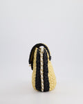 *HOT* Chanel 24C Venice Collection Beige Raffia Basket Bag with White Leather Interlocking Chain & Champagne Gold Hardware