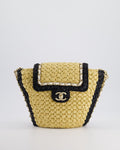 *HOT* Chanel 24C Venice Collection Beige Raffia Basket Bag with White Leather Interlocking Chain & Champagne Gold Hardware