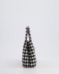 *HOT* Chanel Small Kelly Shopping Bag in Black & White Wool Houndstooth with Brushed Antique Gold Hardware