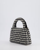 *HOT* Chanel Small Kelly Shopping Bag in Black & White Wool Houndstooth with Brushed Antique Gold Hardware