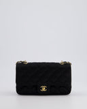 *HOT* Chanel Satin Black Single Mini Flap Bag with Champagne Gold Hardware