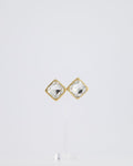 *HOT* Christian Dior Large Gold Squared Crystal Vintage Earrings