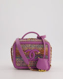 *HOT* Chanel Purple & Multicolour Tweed Small CC Vanity Case Bag in Lambskin Leather with Brushed Gold Hardware