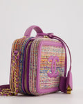 *HOT* Chanel Purple & Multicolour Tweed Small CC Vanity Case Bag in Lambskin Leather with Brushed Gold Hardware