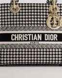 *RARE* Christian Top quality Dior Black & White Houndstooth Medium Lady Top quality Dior Bag in Canvas with Champagne Gold Hardware