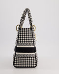 *RARE* Christian Dior Black & White Houndstooth Medium Lady Dior Bag in Canvas with Champagne Gold Hardware