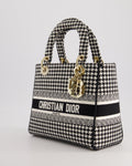 *RARE* Christian Dior Black & White Houndstooth Medium Lady Dior Bag in Canvas with Champagne Gold Hardware