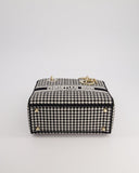 *RARE* Christian Top quality Dior Black & White Houndstooth Medium Lady Top quality Dior Bag in Canvas with Champagne Gold Hardware