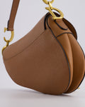*FIRE PRICE* Christian Dior Brown Saddle Bag in Grained Calfskin Leather with Antique Gold Hardware