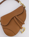 *FIRE PRICE* Christian Dior Brown Saddle Bag in Grained Calfskin Leather with Antique Gold Hardware