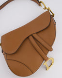 *FIRE PRICE* Christian Dior Brown Saddle Bag in Grained Calfskin Leather with Antique Gold Hardware