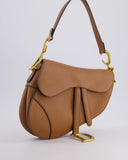 *FIRE PRICE* Christian Dior Brown Saddle Bag in Grained Calfskin Leather with Antique Gold Hardware