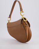 *FIRE PRICE* Christian Dior Brown Saddle Bag in Grained Calfskin Leather with Antique Gold Hardware