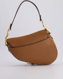 *FIRE PRICE* Christian Dior Brown Saddle Bag in Grained Calfskin Leather with Antique Gold Hardware
