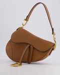 *FIRE PRICE* Christian Dior Brown Saddle Bag in Grained Calfskin Leather with Antique Gold Hardware