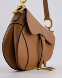 *FIRE PRICE* Christian Dior Brown Saddle Bag in Grained Calfskin Leather with Antique Gold Hardware