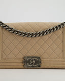*FIRE PRICE* Chanel Medium Beige Boy Bag in Nubuck Leather with Ruthenium Hardware