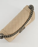 *FIRE PRICE* Chanel Medium Beige Boy Bag in Nubuck Leather with Ruthenium Hardware