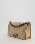 *FIRE PRICE* Chanel Medium Beige Boy Bag in Nubuck Leather with Ruthenium Hardware