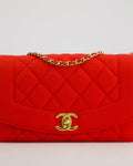 *RARE* Chanel Red Jersey Small Diana Flap Bag in with Gold Hardware