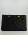 *RARE SIZE* Chanel Large Black Grand Shopper Tote Bag in Caviar Leather with Gold Hardware
