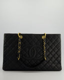 *RARE SIZE* Chanel Large Black Grand Shopper Tote Bag in Caviar Leather with Gold Hardware