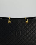 *RARE SIZE* Chanel Large Black Grand Shopper Tote Bag in Caviar Leather with Gold Hardware