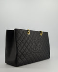 *RARE SIZE* Chanel Large Black Grand Shopper Tote Bag in Caviar Leather with Gold Hardware