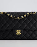 *HOT* Chanel Medium Black Classic Double Flap Bag in Caviar Leather with Gold Hardware