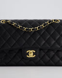*HOT* Chanel Medium Black Classic Double Flap Bag in Caviar Leather with Gold Hardware