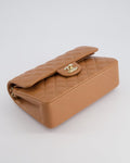 *SUPER RARE* Chanel 22S Caramel Brown Small Double Flap Bag in Lambskin Leather with Champagne Gold Hardware