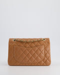 *SUPER RARE* Chanel 22S Caramel Brown Small Double Flap Bag in Lambskin Leather with Champagne Gold Hardware