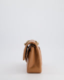 *SUPER RARE* Chanel 22S Caramel Brown Small Double Flap Bag in Lambskin Leather with Champagne Gold Hardware