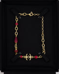 *HOT* Chanel Gold Necklace with Burgundy Stone Details and CC Logo