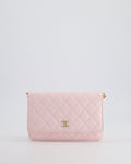*HOT* Chanel Baby Pink Wallet on Chain in Lambskin Leather with Pearl Strap