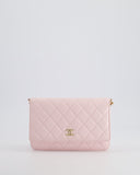 *HOT* Chanel Baby Pink Wallet on Chain in Lambskin Leather with Pearl Strap