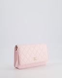 *HOT* Chanel Baby Pink Wallet on Chain in Lambskin Leather with Pearl Strap