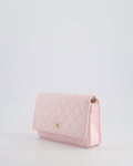 *HOT* Chanel Baby Pink Wallet on Chain in Lambskin Leather with Pearl Strap