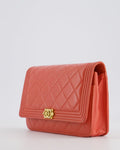 *FIRE PRICE* Chanel Coral Boy Wallet On Chain with Champagne Gold Hardware