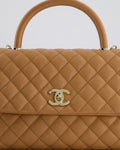 *RARE* Chanel Medium Caramel Caviar Quilted Coco Flap Bag with Champagne Gold Hardware