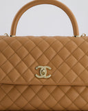 *RARE* Chanel Medium Caramel Caviar Quilted Coco Flap Bag with Champagne Gold Hardware