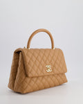 *RARE* Chanel Medium Caramel Caviar Quilted Coco Flap Bag with Champagne Gold Hardware