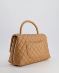 *RARE* Chanel Medium Caramel Caviar Quilted Coco Flap Bag with Champagne Gold Hardware